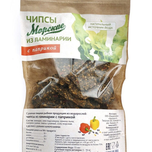 Морские чипсы из ламинарии с паприкой 90 гр.