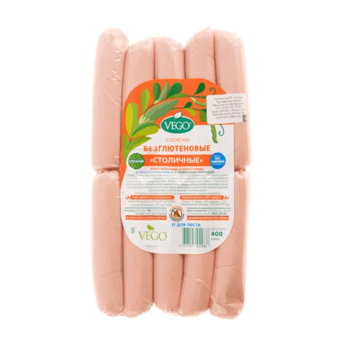 Продукт растит. сосиски "Столичные" "Vego" 400 г